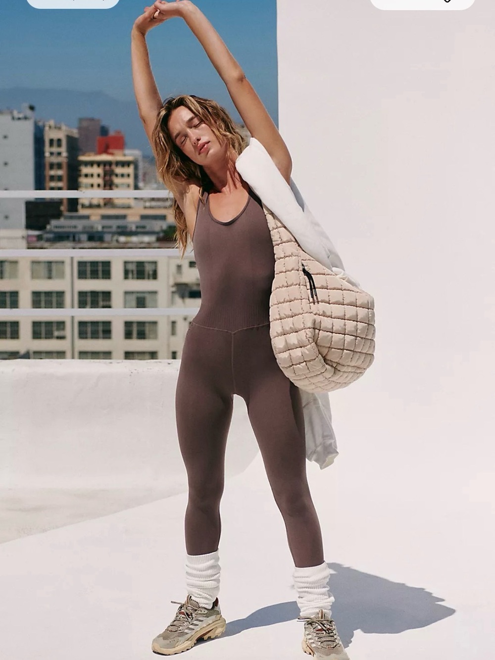 FP Movement by Free People Brown Sleeveless Ribbed Jumpsuit